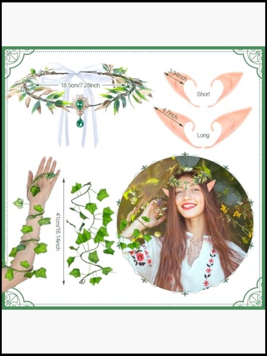 Enchanting Fairy Cosplay Set Elf Ears Crown Arm Wraps Fantasy Forest Aesthetic main image 5
